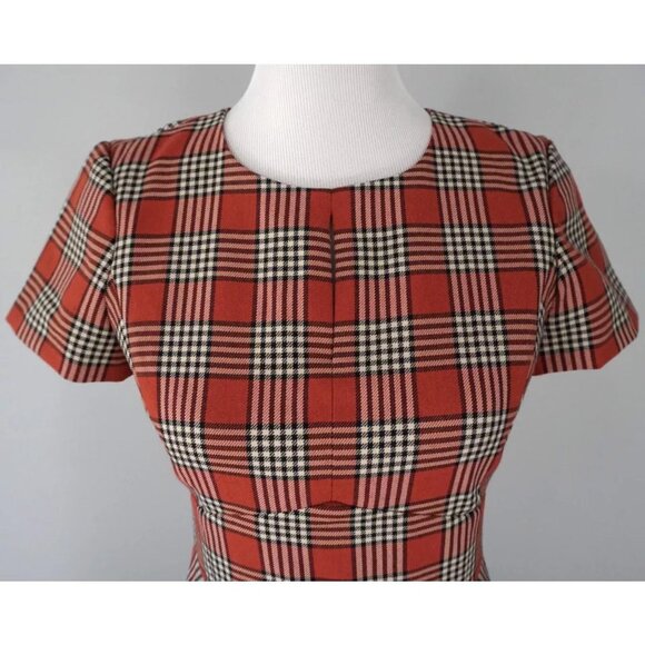 Brooks Brothers Red Fleece Orange White Plaid Short Sleeve Dress Size 2 - Picture 2 of 6